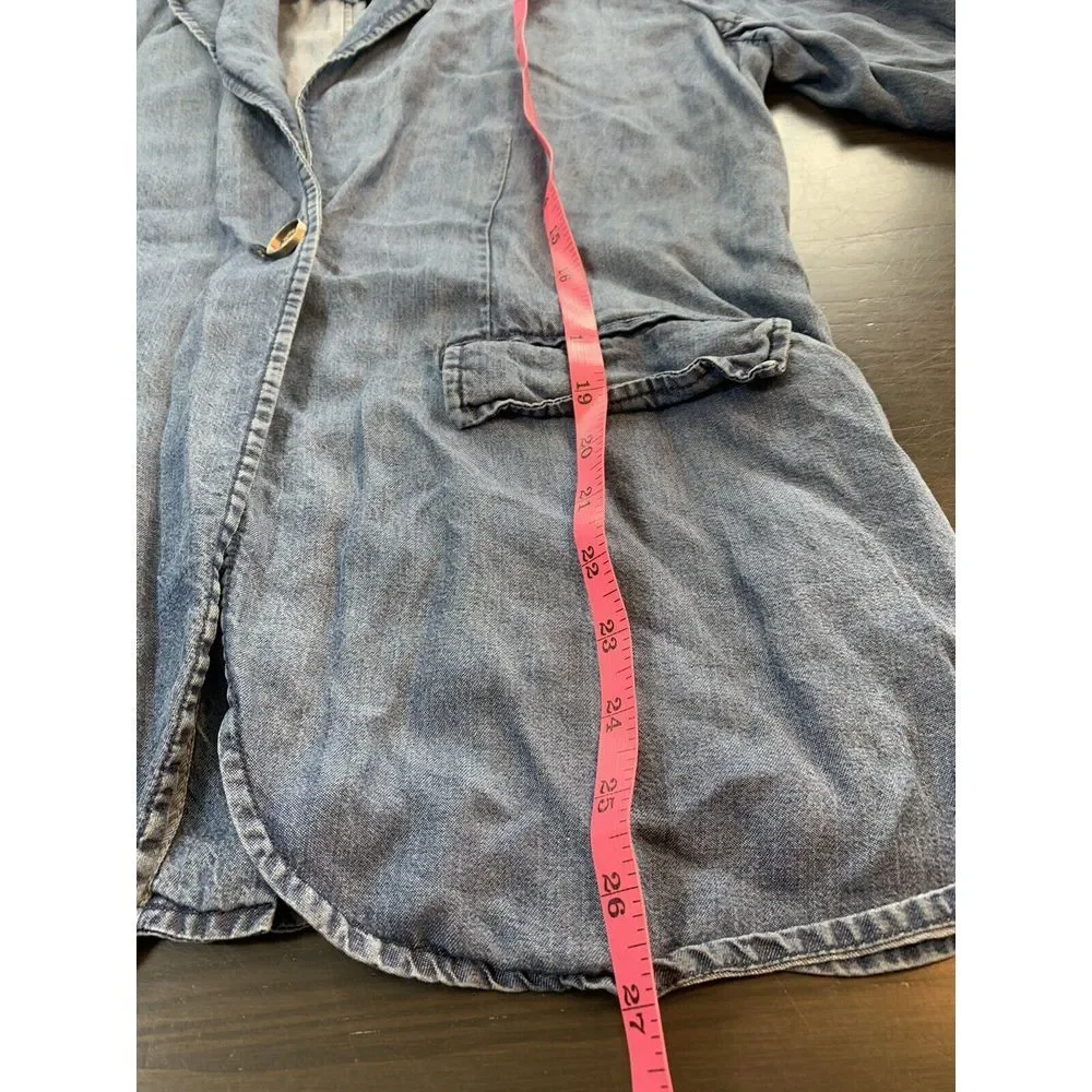 Soft Surroundings Chambray Jacket Women's PS‎ Petite Small Tencel Blue Blazer